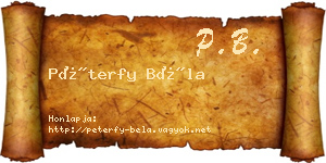 Péterfy Béla névjegykártya