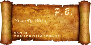 Péterfy Béla névjegykártya