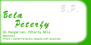 bela peterfy business card